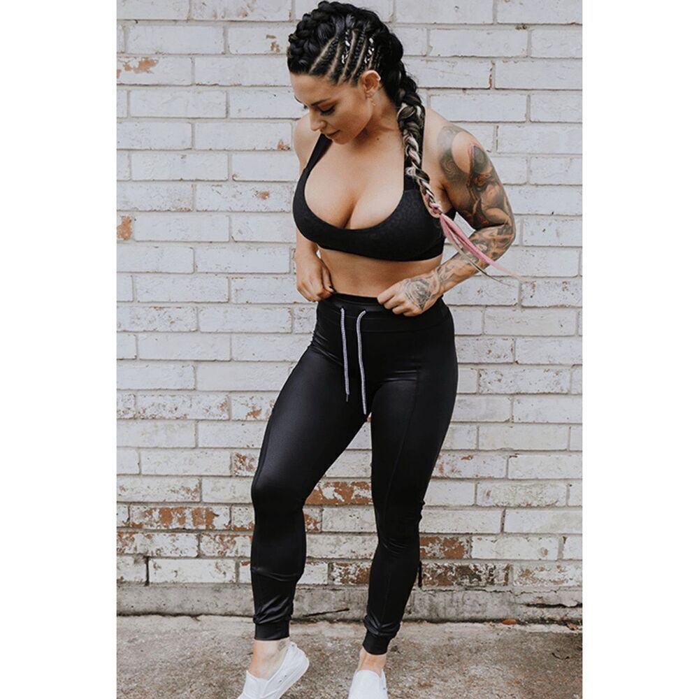 Celestial Bodiez Hybrid Street Joggers in Glossy Black Size Small